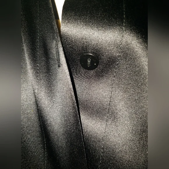 Dolce Gabbana Black 100% Silk tuxedo shirt pleated back pearl logo buttons M